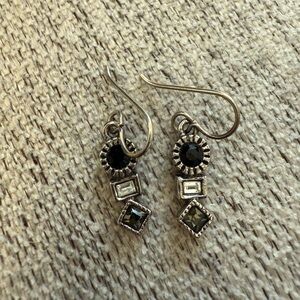 Chic Black and Silver Geometric Earrings
